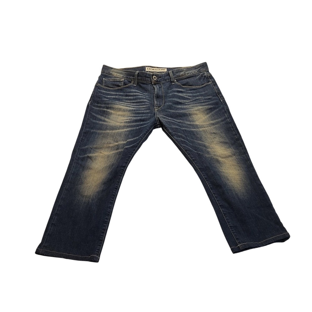 Express Jeans Rocco Slim Fit Skinny Leg Blue Denim Men's 36x30 Pants Medium Wash